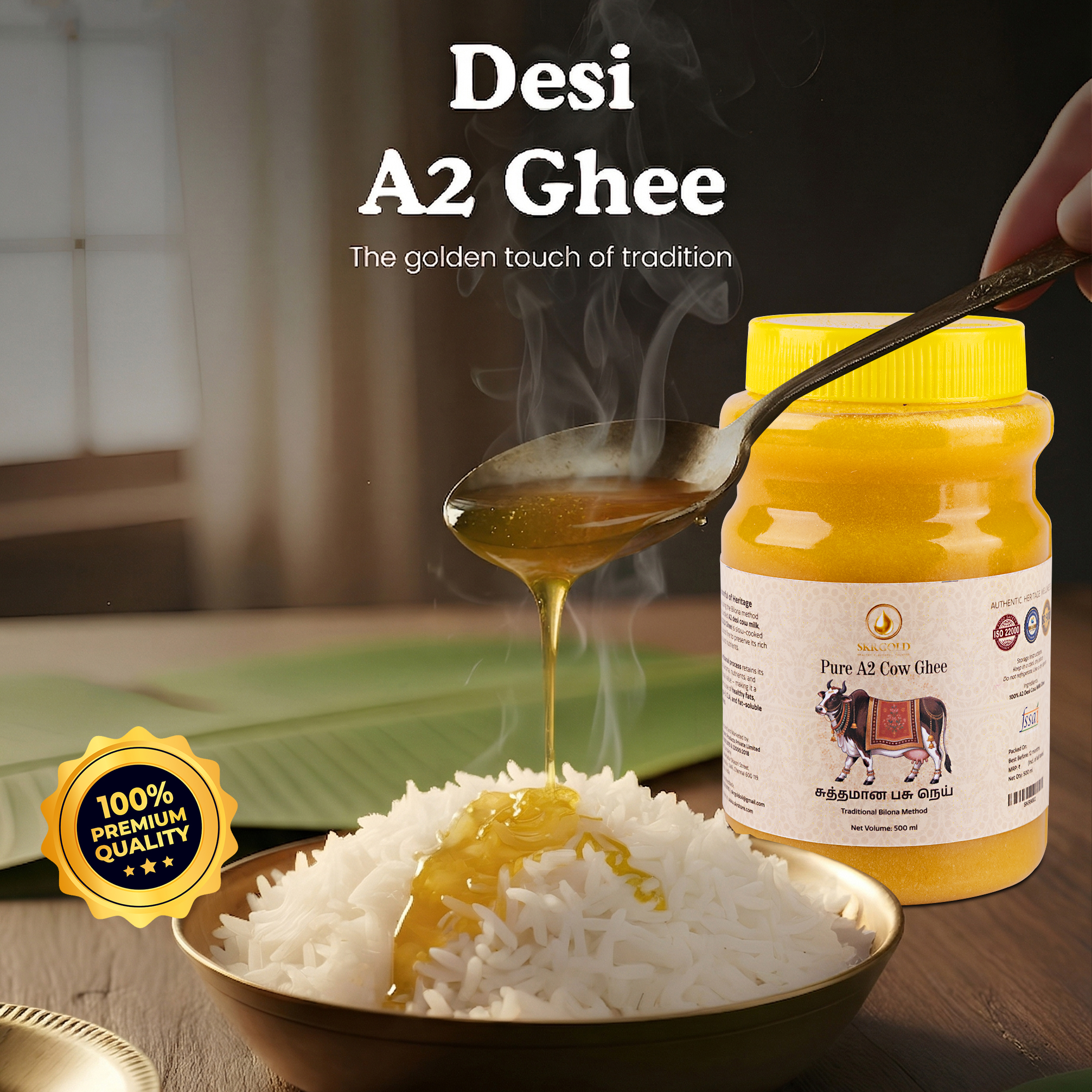 Pure A2 Cow Ghee – 500ml - Image 3