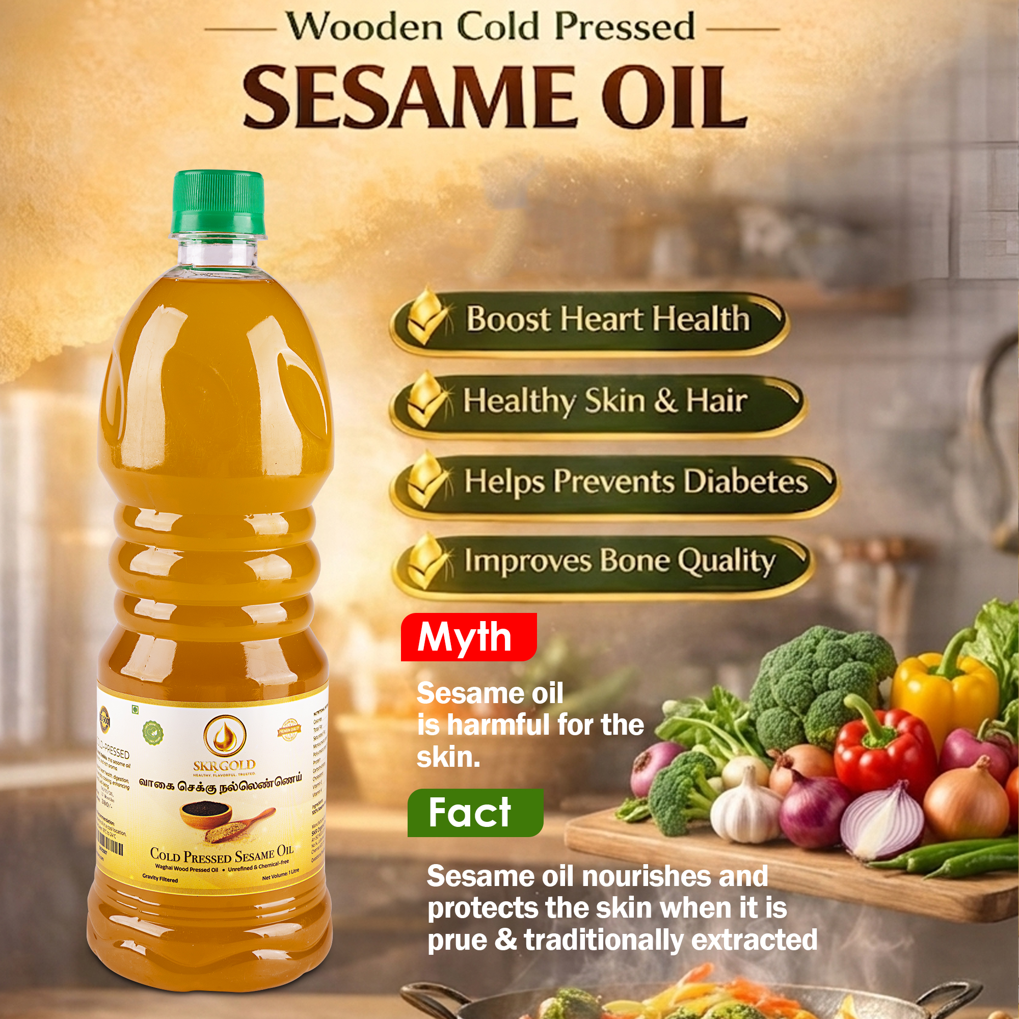 Sesame Oil β Wooden Chekku (For Lamp) β 1 Litre - Image 6