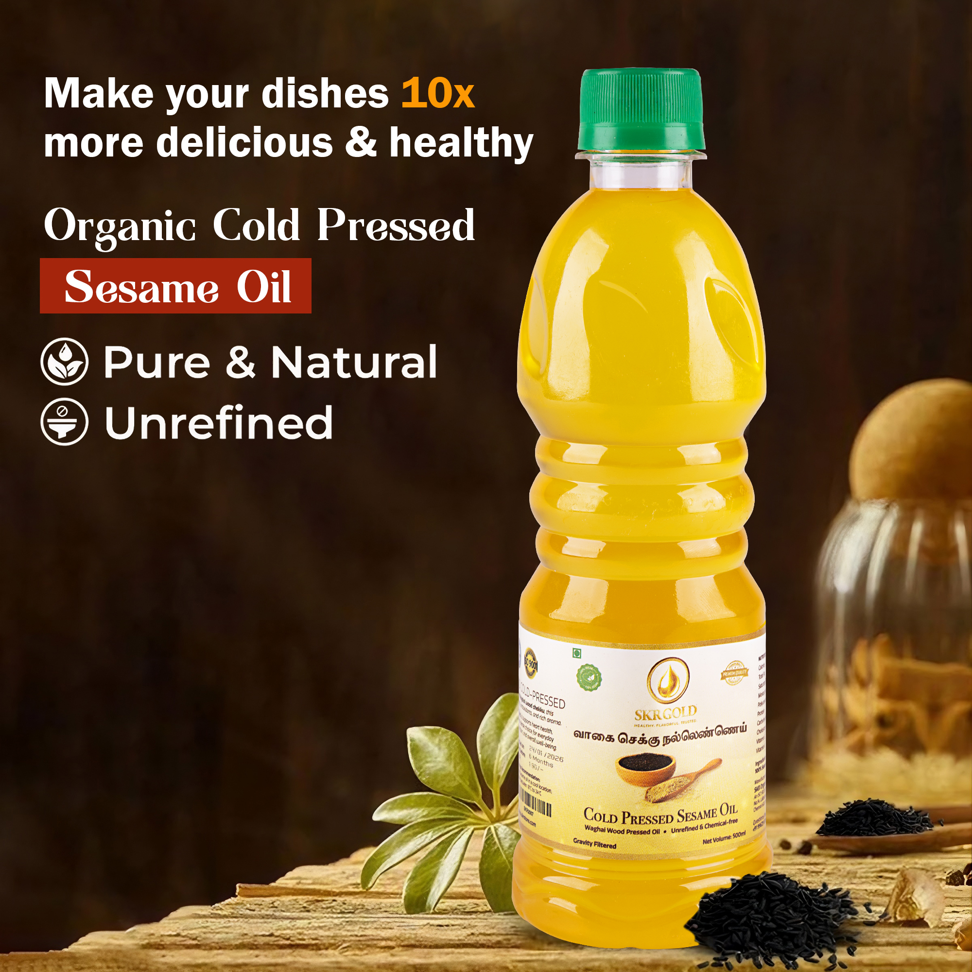 Sesame Oil – Wooden Chekku (For Lamp) – 500ml - Image 5